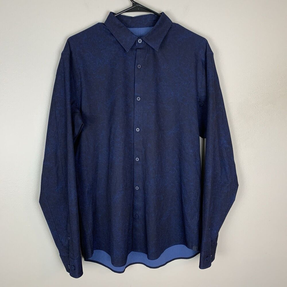 Lululemon Shirt Mens XL? Pixel Blue Airing Easy Button Up Performance Stretch